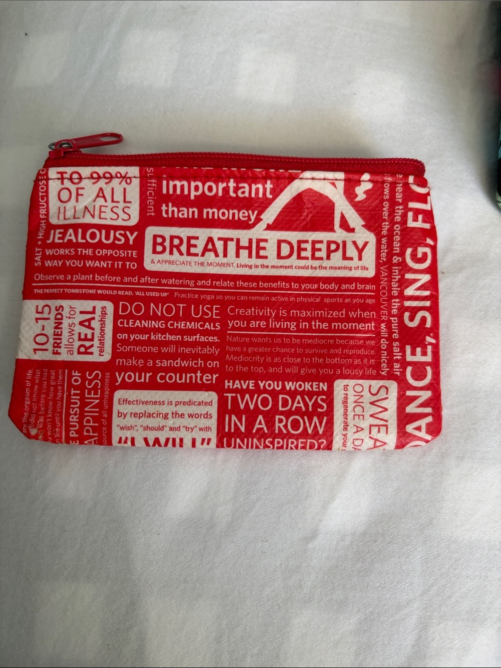 Lululemon Red Text-Print Zip Pouch